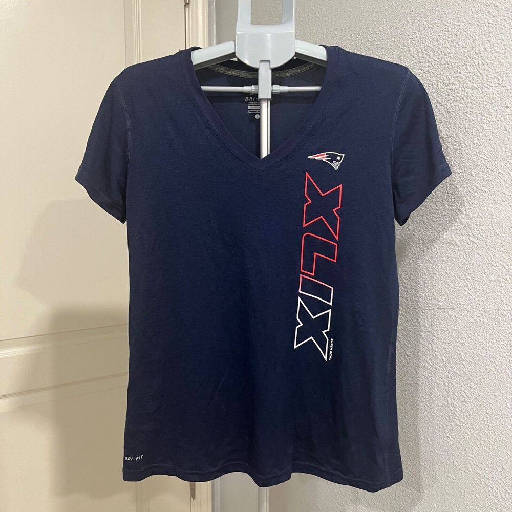 Nike NEW ENGLAND PATRIOTS Womens Dri Fit T-SHIRT Large Blue